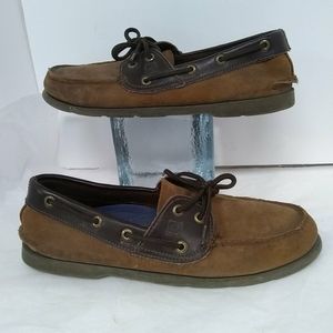 Sperry Top Sider Mens Boat Shoes 9M Tan Brown Suede Leather Loafers F-14…